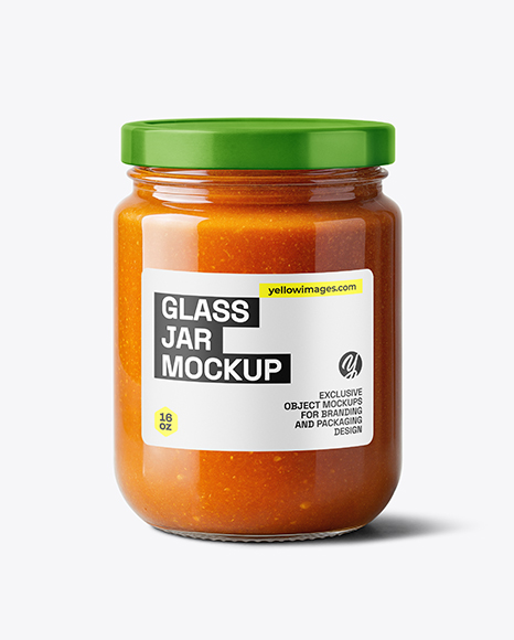 Clear Glass Jar with Lobster Bisque Mockup - Sauce bottle mockup