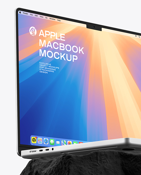 Laptop on the Stone Mockup