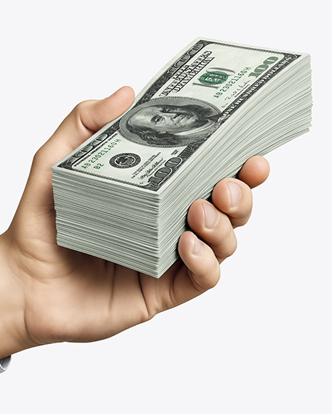 Money Stack in a Hand Mockup