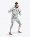 Male UFC Fighter Wearing Hoodie & Shorts over Tights Mockup