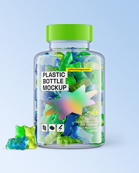 Gummy Bears Plastic Bottle Mockup