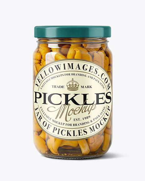 Jar with Chanterelles Mushrooms Mockup - Realistic mockups