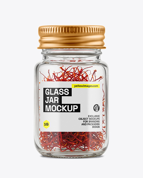 Glass Jar with Saffron Threads Mockup - Realistic mockups