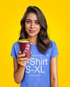 Woman Wearing a T-shirt Holding 16oz Paper Cup Mockup