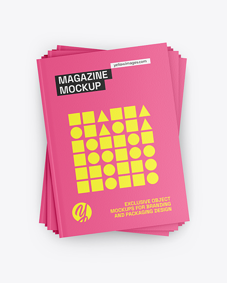 Seven Magazines Mockup - Top View