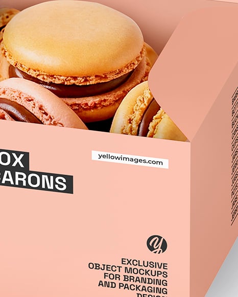 Opened Box With Macarons Mockup
