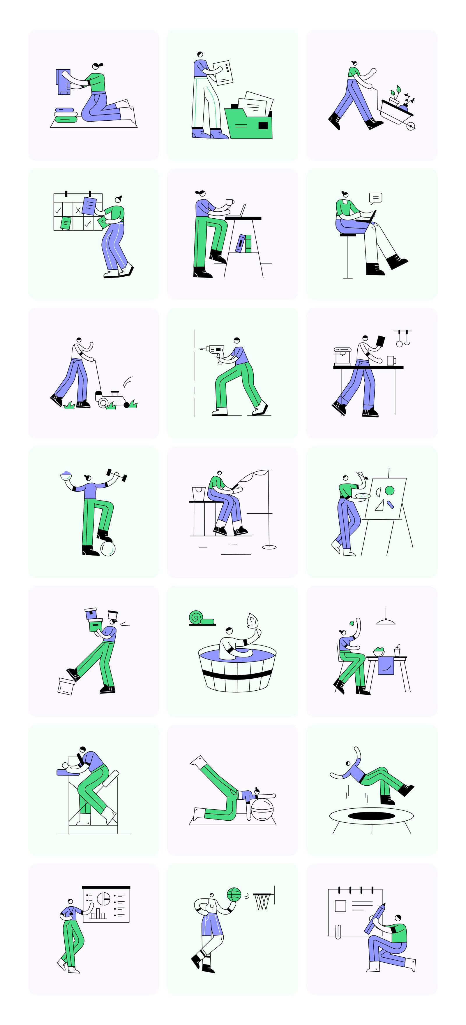 People and Places Illustration Set