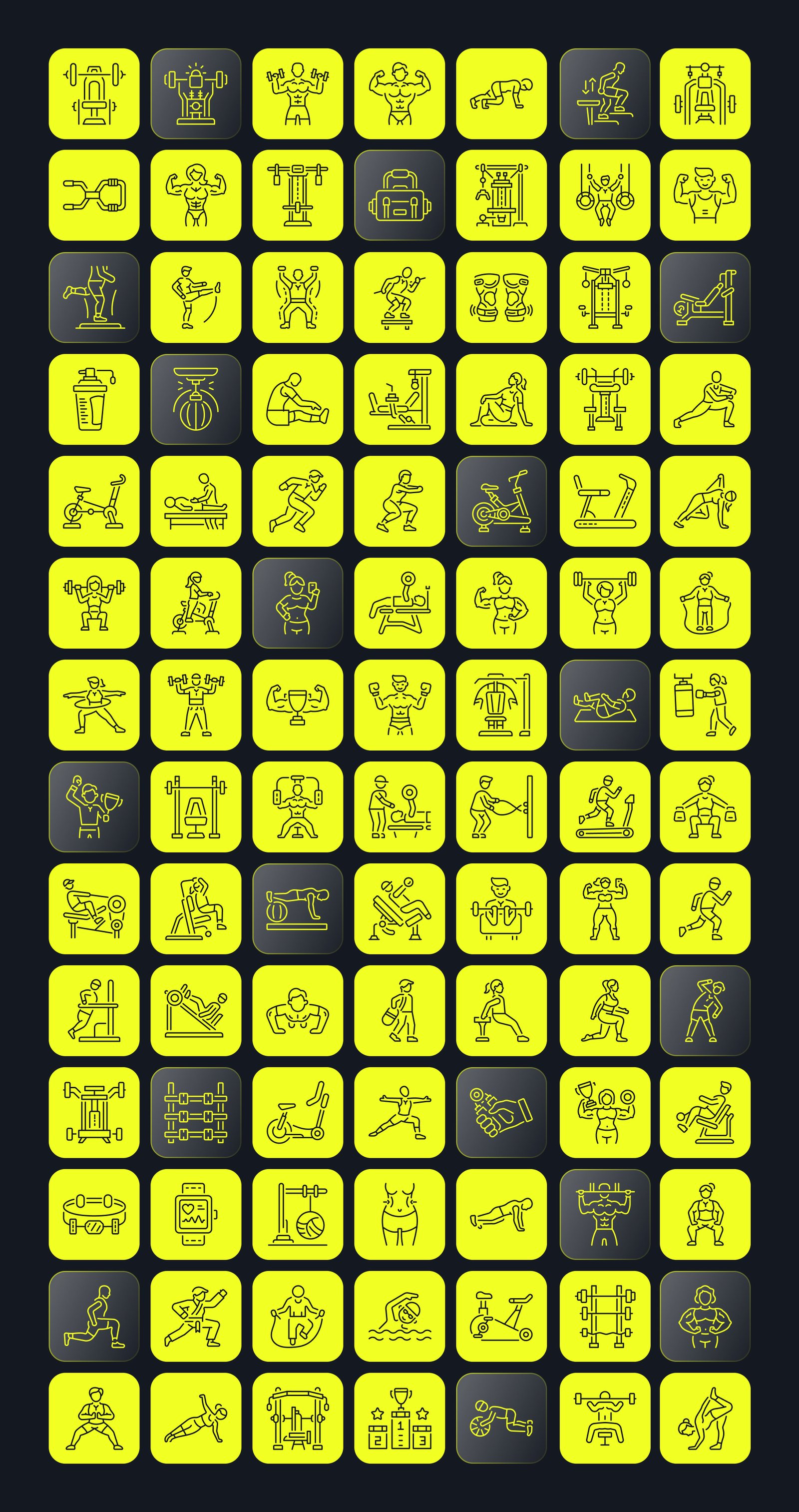 Workout and Gym Icon Set