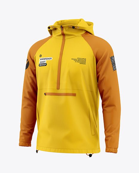 Men's Anorak Windbreaker Jacket Mockup - Half Side View