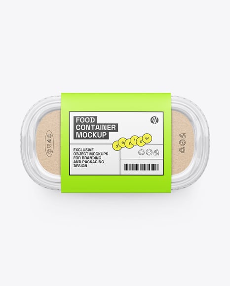 Clear Plastic Container in Paper Sleeve Mockup