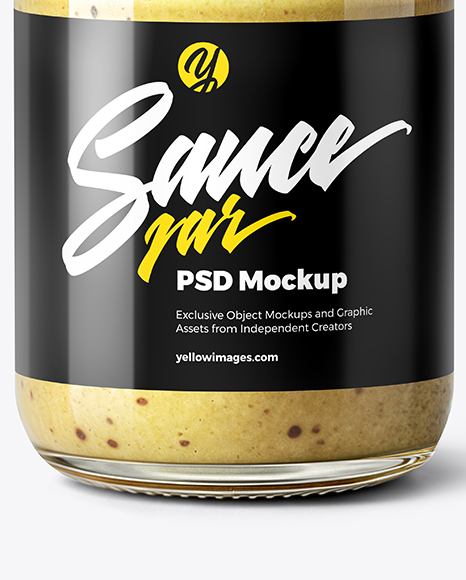 Clear Glass Jar with Dijon Mustard Mockup