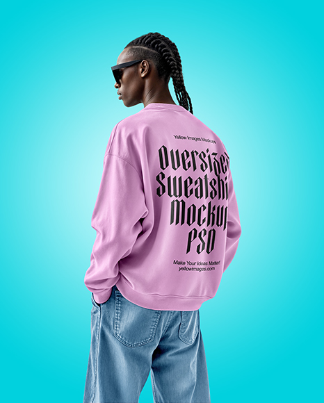 Man Wearing an Oversize Sweatshirt and Jeans Mockup