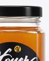 Square Glass Jar with Heather Honey Mockup