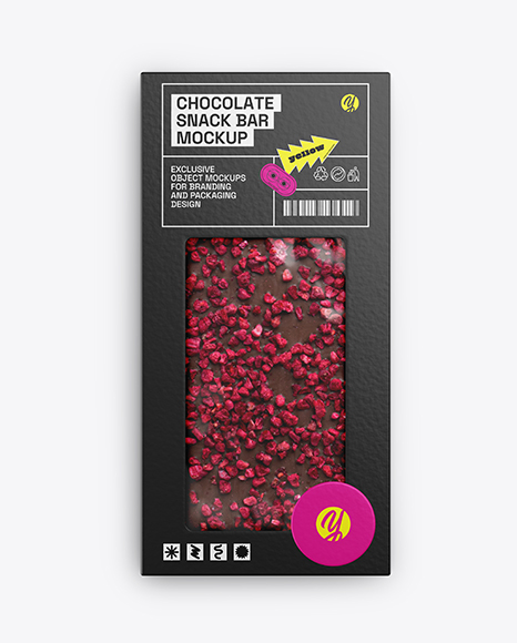 Milk Chocolate Bar with Raspberry Slices Mockup