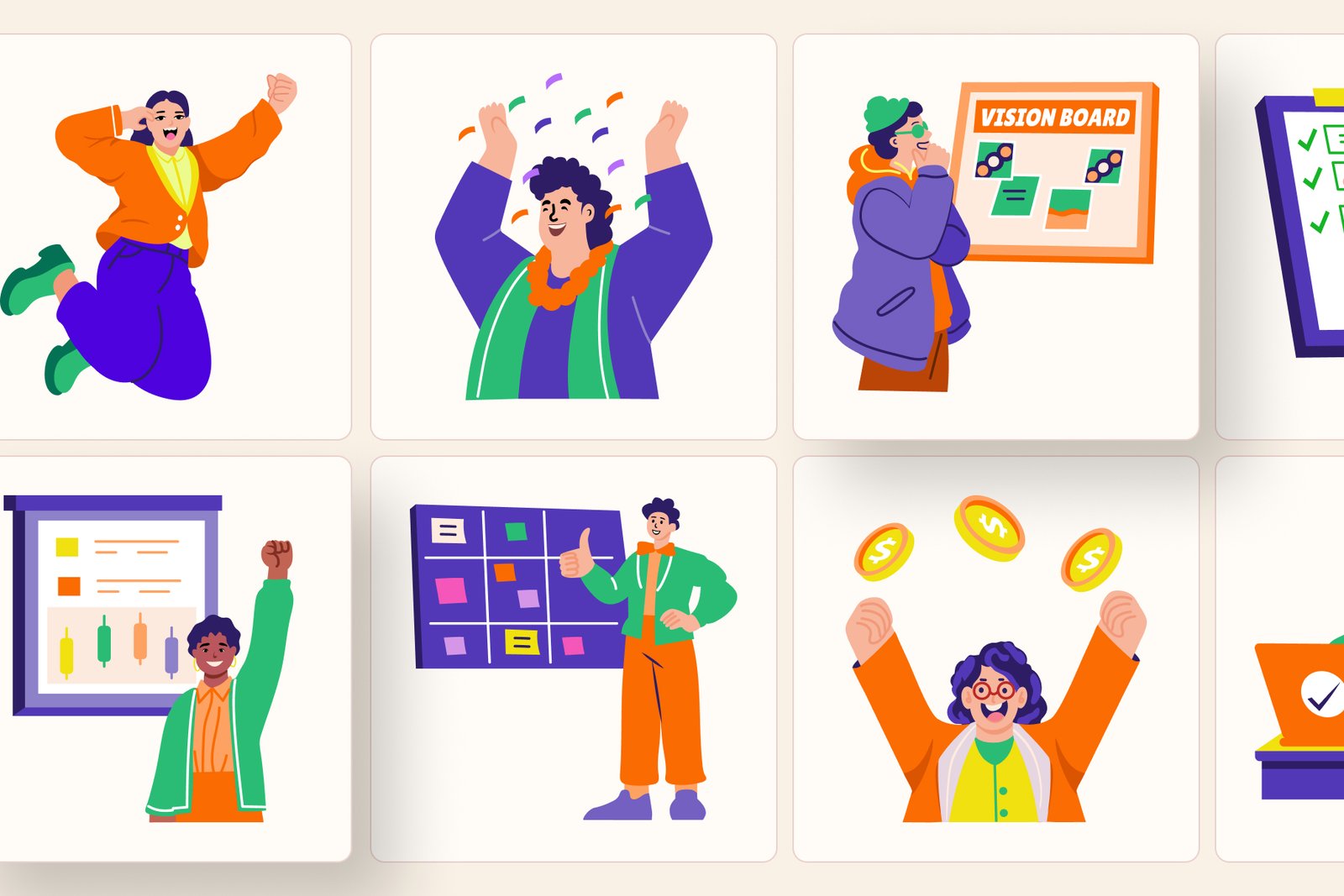 Success Illustration Art Set