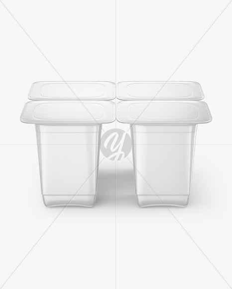 Glossy Plastic Yoghurt Cups Mockup