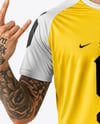 Man Wearing Soccer Jersey and Shorts Mockup