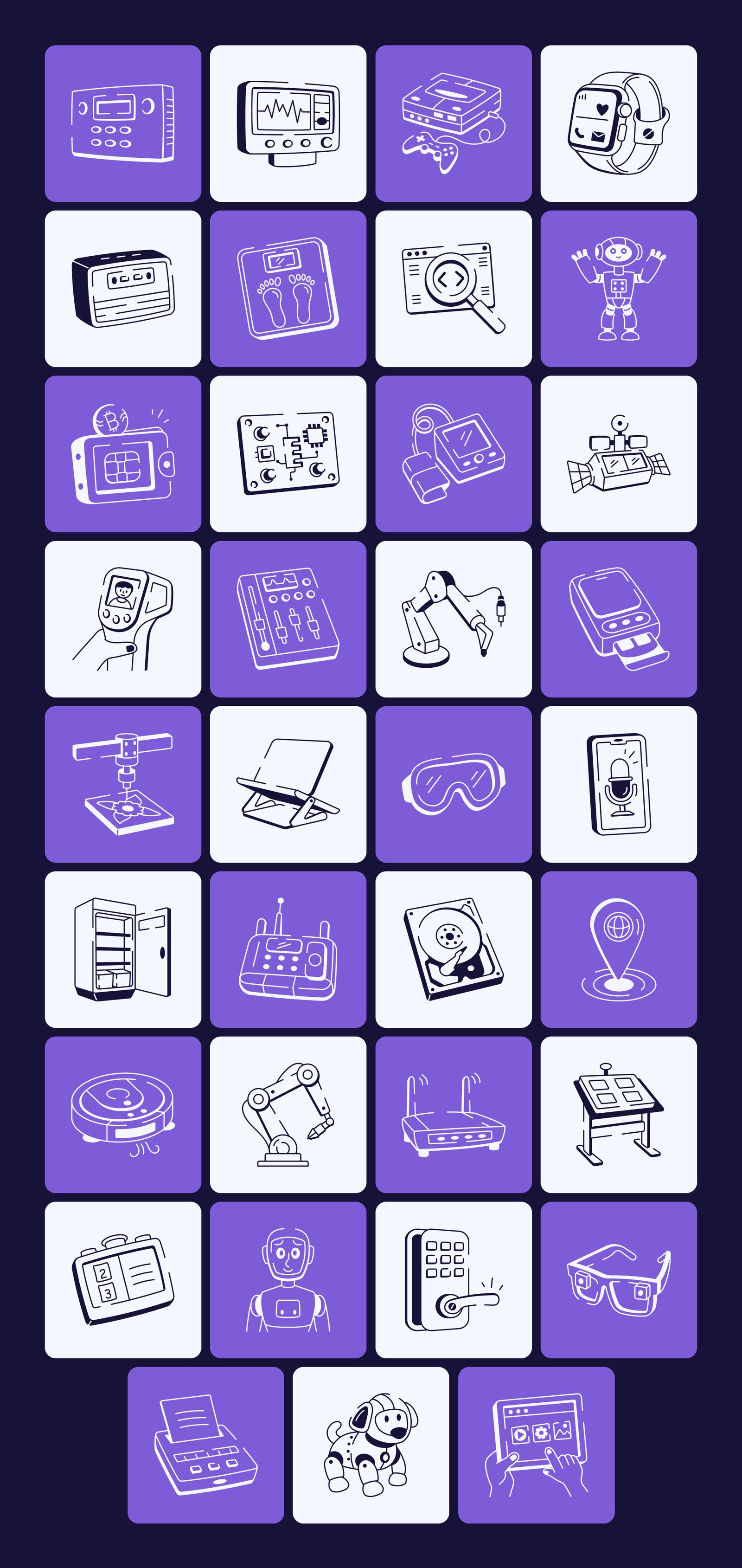 Technology Doodle Icon Set