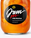 Clear Glass Jar with Peach Preserves Mockup
