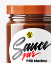 Glass Jar with Chocolate Fudge Sauce Mockup