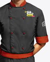 Asian Man Wearing Chef Uniform and Headband Mockup