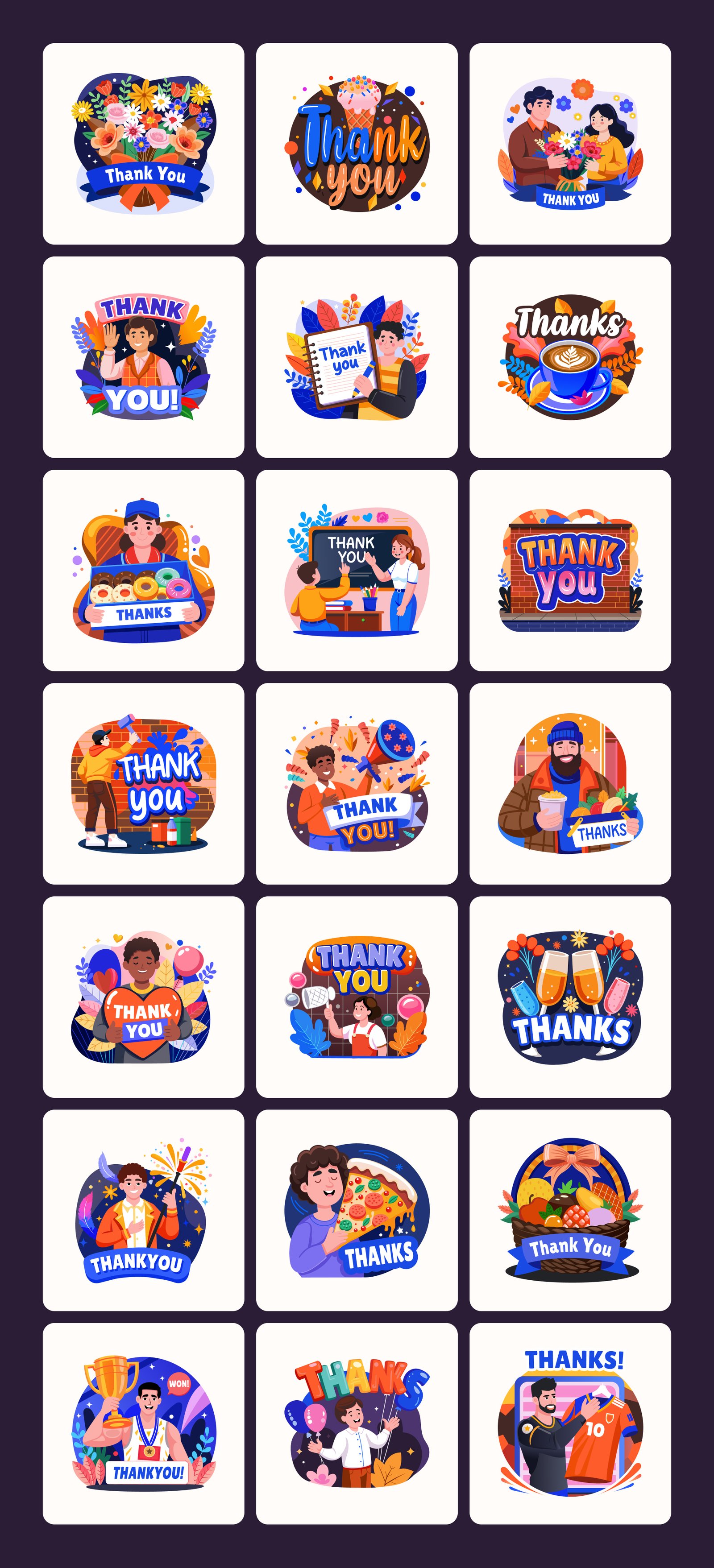 Thank You Illustration Set