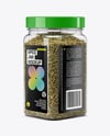Square Plastic Jar with Rosemary Mockup