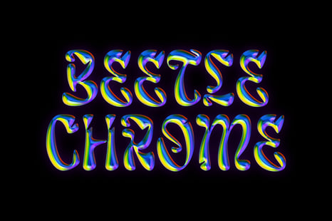 Beetle Chrome Text & Logo Mockup - Chrome effect