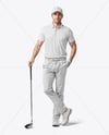 Man Wearing Golf Shirt and Chinos Mockup