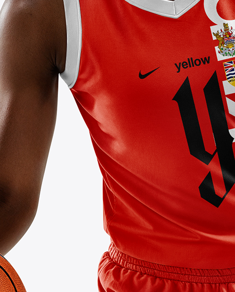 Female Basketball Player Wearing V-Neck Jersey and Shorts Mockup