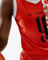 Female Basketball Player Wearing V-Neck Jersey and Shorts Mockup