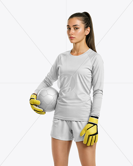 Female Soccer Goalkeeper Wearing Long Sleeve Jersey Mockup