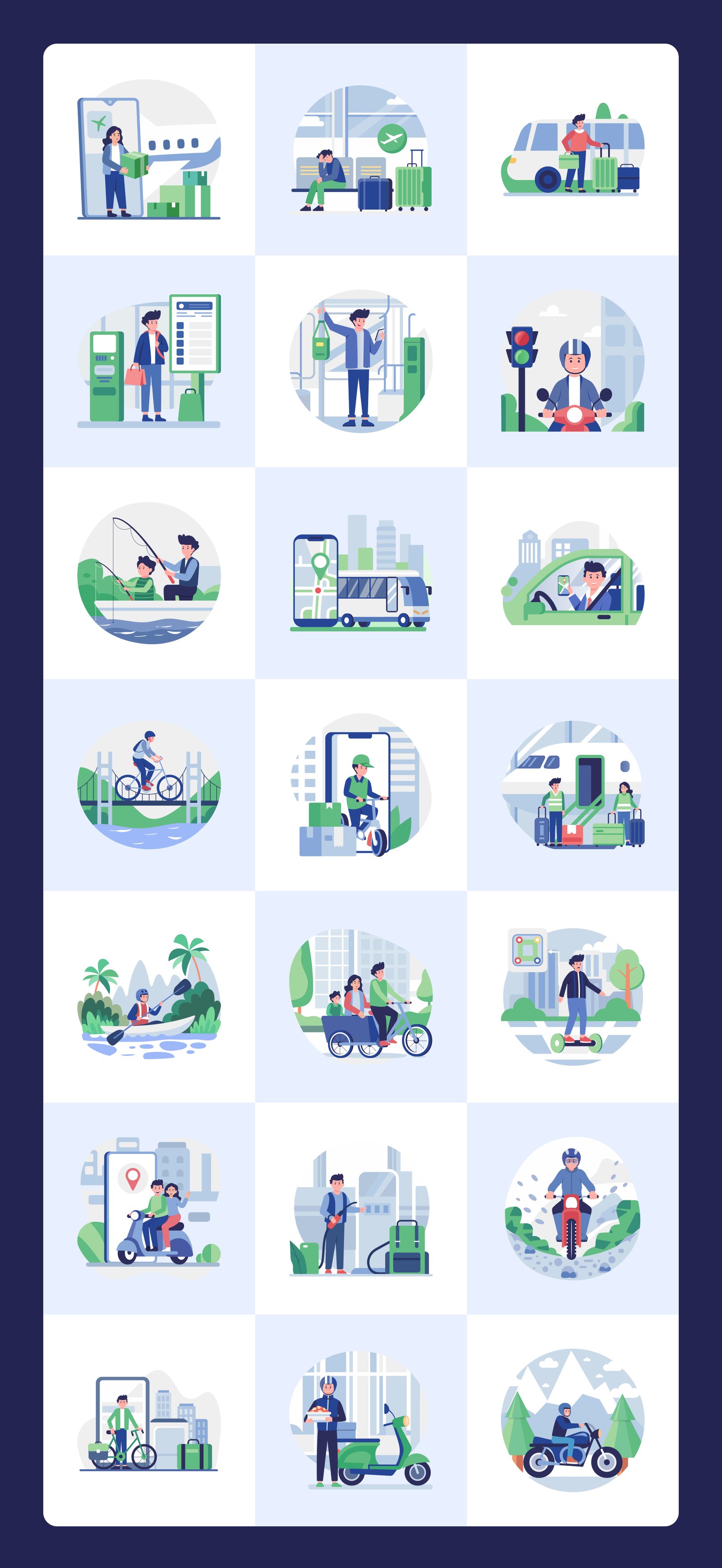 Transport Illustration Art Set