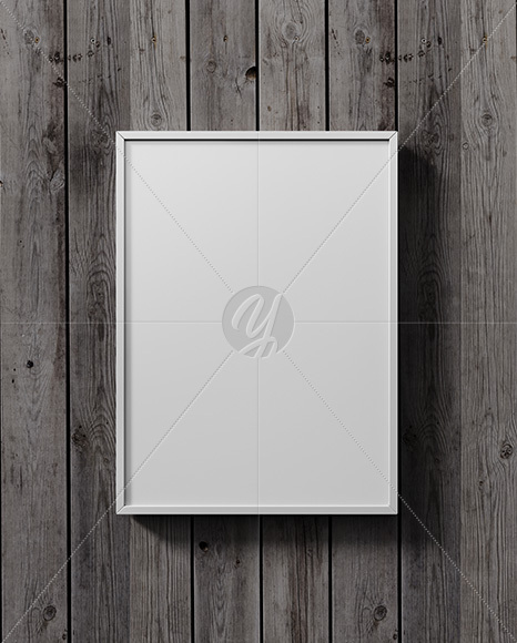 Framed Poster on a Wooden Wall Mockup