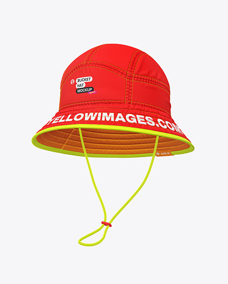 Twill Bucket Hat Mockup - Front Half Side View - Cycling+Hat+Mockup+Half+Side+View+In+Apparel+Mockups+On+Yellow+Images+Object+Mockups