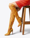 Pair of Over-The-Knee Boots on Women's Legs with Dress Mockup