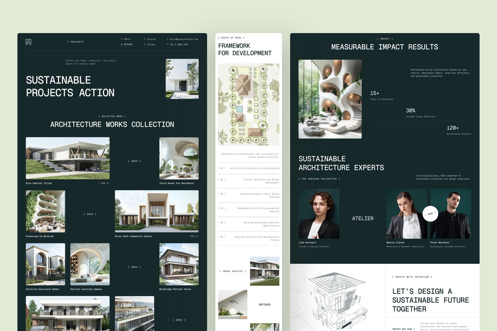 Arkaish – Sustainable Architecture Firm Website UI Figma Design