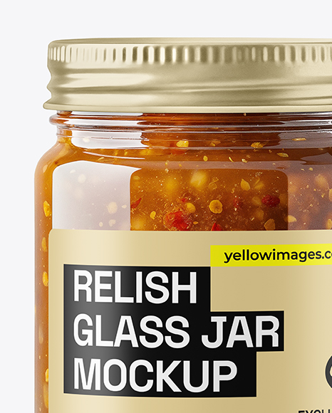 Glass Jar with Sweet Relish Sauce Mockup