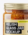 Glass Jar with Sweet Relish Sauce Mockup