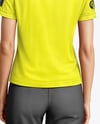 A Woman Wearing a Polo Shirt and Pants Mockup