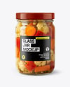 Clear Glass Jar with Giardiniera Pickled Vegetables Mockup