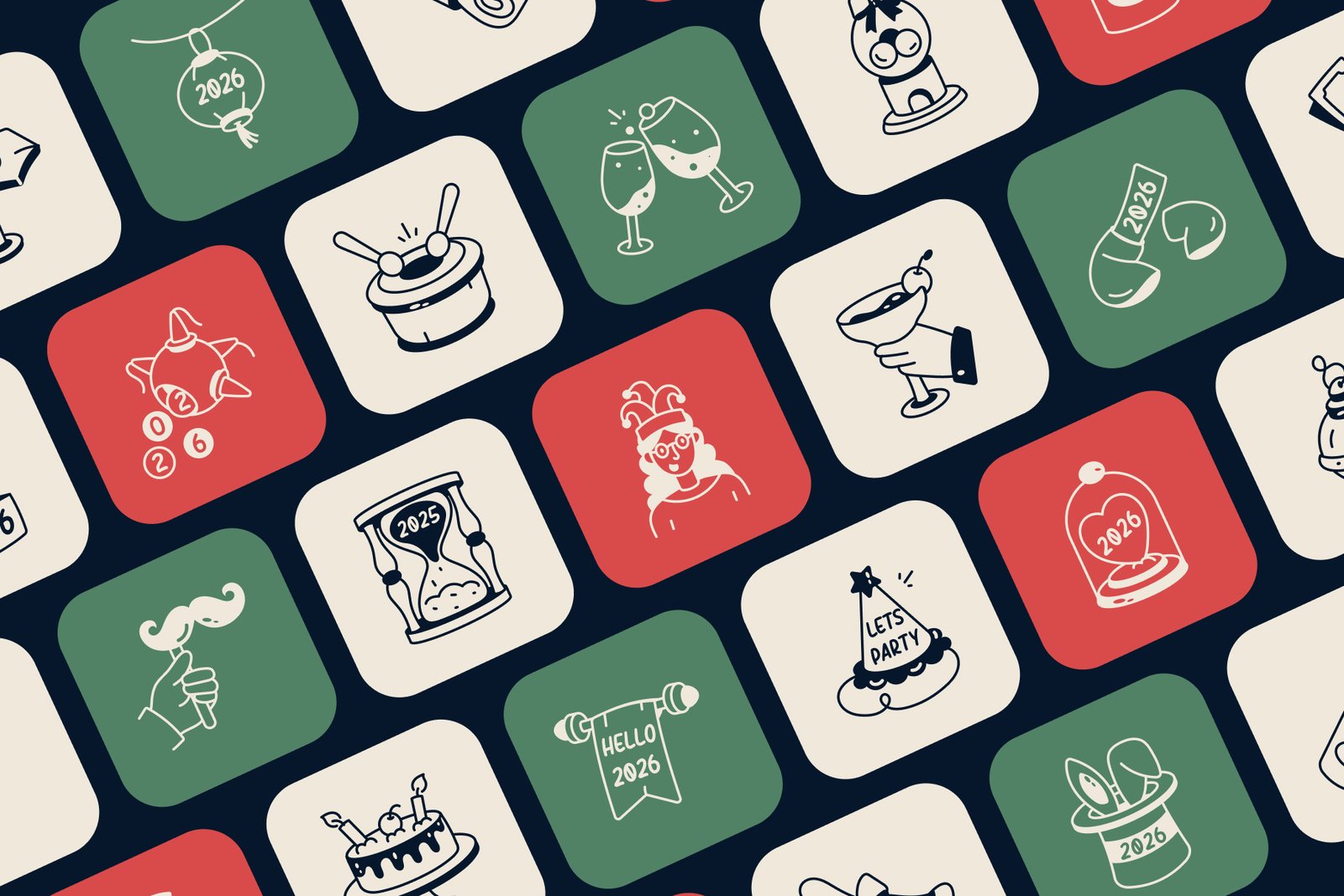 New Year Doodles Art Set