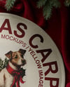 Christmas Round Rug Next to Christmas Tree Mockup