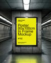 Framed Poster in Underground Passage Mockup