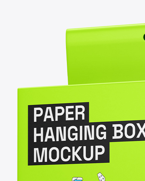 Paper Hanging Box Mockup – Half Side View