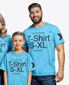 Family with Two Boys Wearing T-shirts and Jeans Mockup