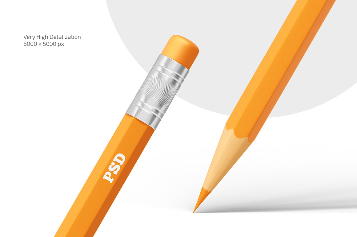 Hexagon Pencil with Eraser Mockup Set