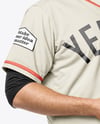 Baseball Player Wearing a Jersey and Cap Hollding a Ball Mockup
