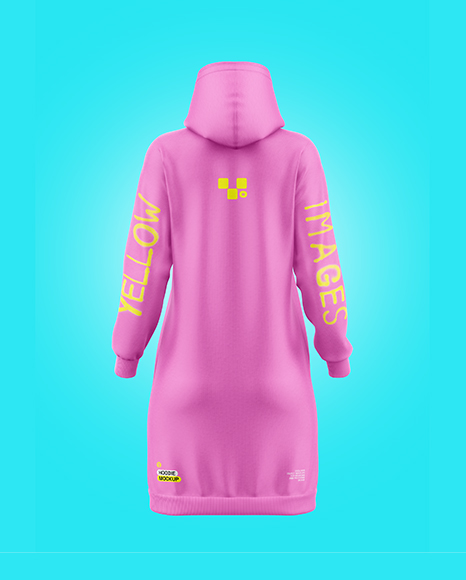 Women Cotton Hoodie Dress Mockup - Back View