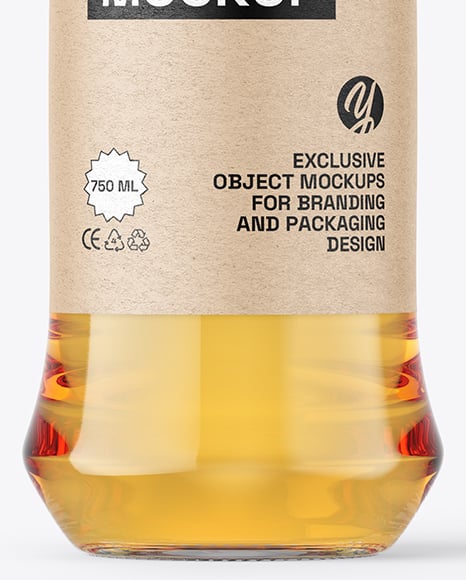 Glass Bottle with Apple Juice Mockup